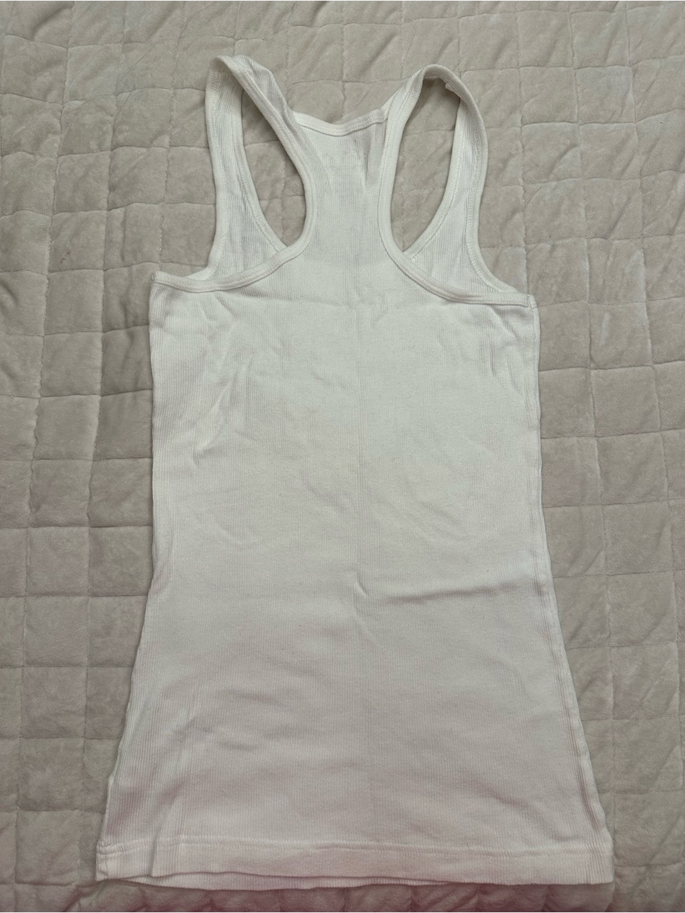 Old Navy White Ribbed Racerback Tank with Front Ruffle Small - Picture 4 of 4